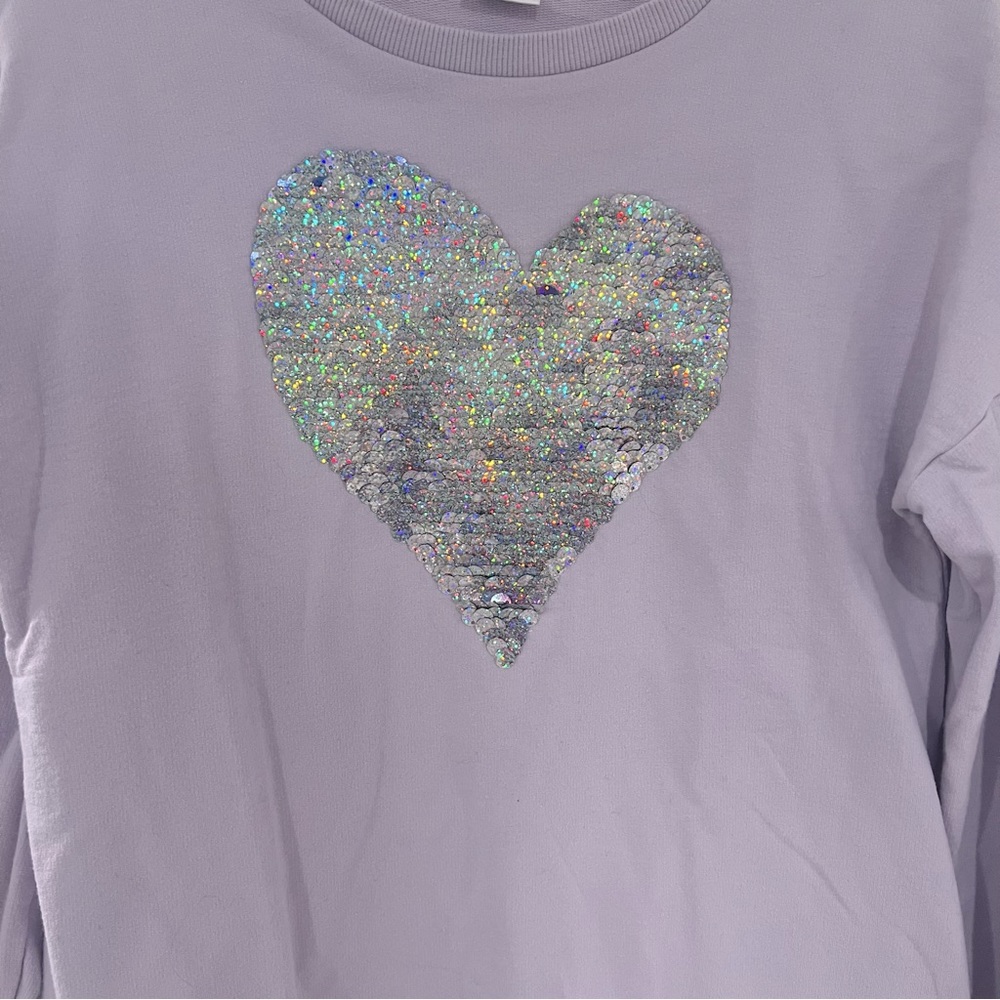 F&F Flip Sequin Lavender Sweatshirt Girls Sz 16 - Picture 2 of 9